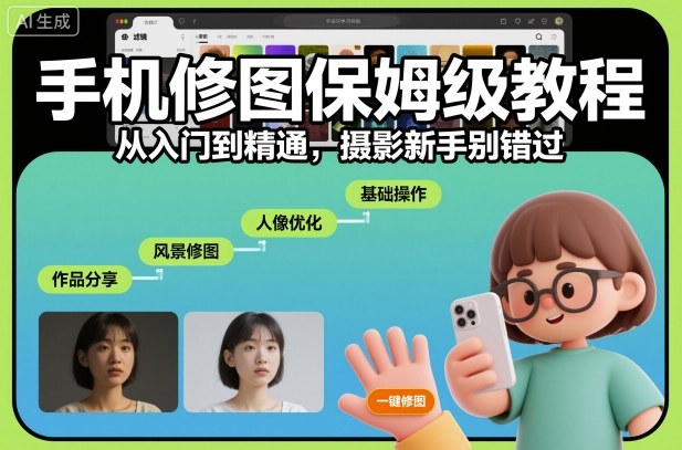 手机修图保姆级教程，从入门到精通，摄影新手别错过-来友网创