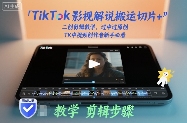 TikTok影视解说搬运切片+二创剪辑教学，过中过原创，TK中视频创作者新手必看-来友网创