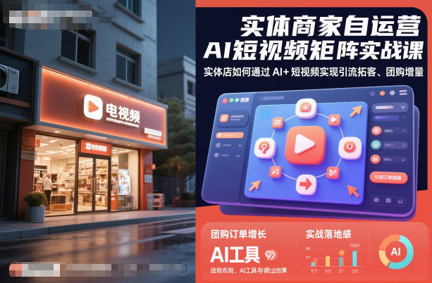 实体商家自运营AI短视频矩阵实战课，实体店如何通过AI+短视频实现引流拓客、团购增量-来友网创