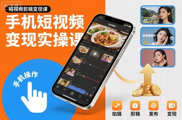 手机短视频变现实操课，短视频剪辑变现课-来友网创