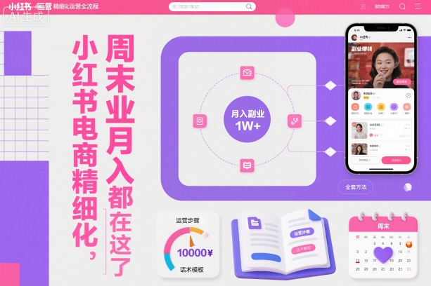 小红书电商精细化运营全流程，周末副业月入1W+，全套方法都在这了-来友网创