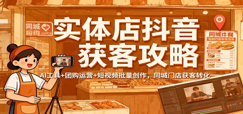实体店抖音获客攻略：AI工具+团购运营+短视频批量创作，同城门店获客转化-来友网创