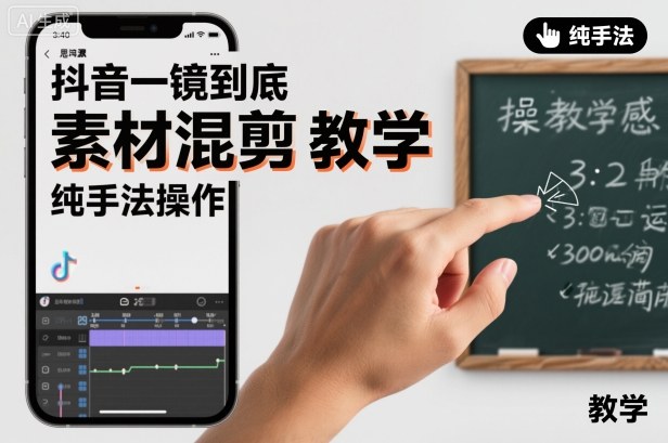 抖音一镜到底素材混剪教学，纯手法操作-来友网创