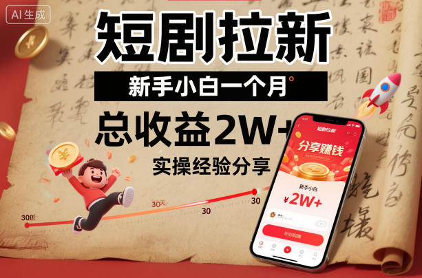 短剧拉新新手小白一个月总收益2W+实操经验分享-来友网创