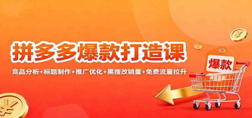 拼多多爆款打造课：竞品分析+标题制作+推广优化+黑搜改销量+免费流量拉升-来友网创