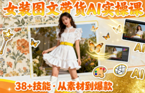 女装图文带货的AI实操课，覆盖38个实用技能，快速提升素材制作效率-来友网创