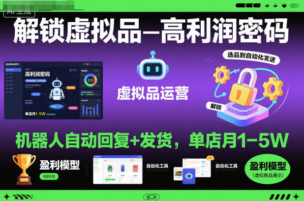 解锁虚拟品高利润密码：机器人自动回复+发货，单店月1-5W【揭秘】-来友网创