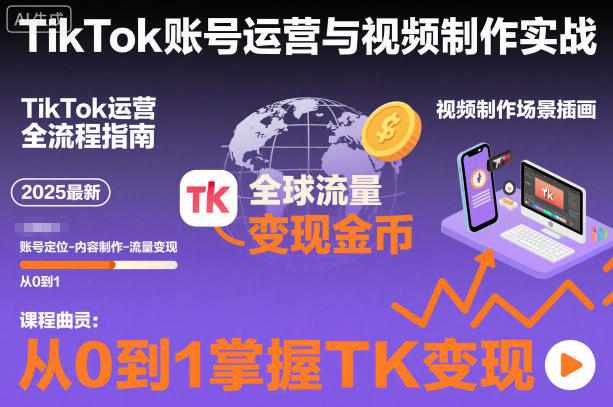 2025最新TikTok账号运营与视频制作实战全流程，从0到1掌握TK变现（含11月最新TK搬运技术）-来友网创