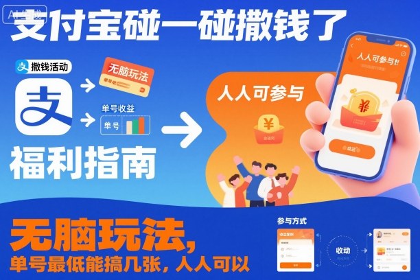 支付宝碰一碰撒钱了，无脑玩法，单号最低能搞几张，人人可以撸【揭秘】-来友网创
