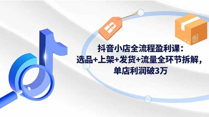 （16593期）抖音小店全流程盈利课：选品+上架+发货+流量全环节拆解，单店利润破3万-来友网创