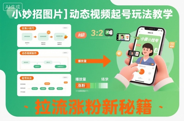 小妙招图片＋动态视频起号玩法教学，拉流涨粉新秘籍-来友网创
