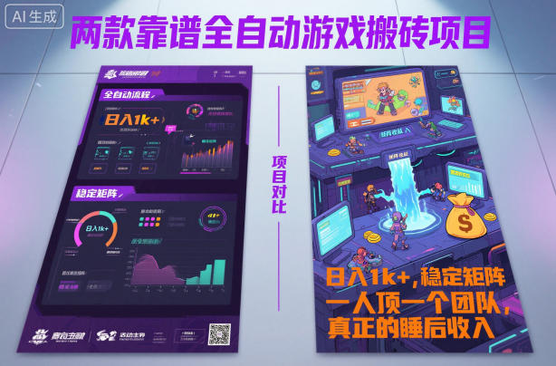 两款靠谱全自动游戏搬砖项目，日入1k+，稳定可矩阵，一人顶一个团队，真正的睡后收入【揭秘】-来友网创