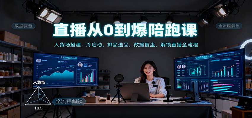 直播从0到爆陪跑课：人货场搭建，冷启动，排品选品，数据复盘，解锁直播全流程-来友网创