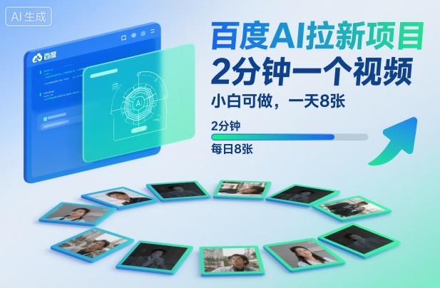 百度AI拉新项目，2分钟一个视频，小白可做，一天8张【附案例+保姆级教程】-来友网创