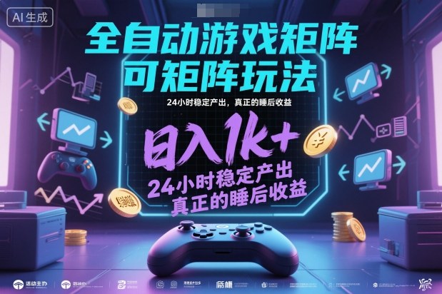 全自动游戏掘金，可矩阵操作，日入1k+，24小时稳定产出，真正的睡后收益【揭秘】-来友网创