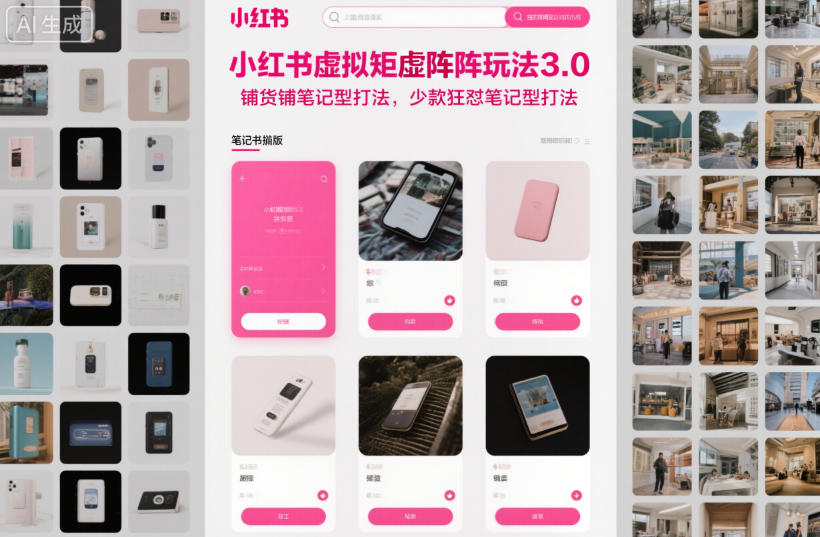 小红书虚拟矩阵玩法3.0，铺货铺笔记型打法，少款狂怼笔记型打法-来友网创