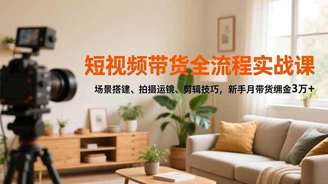 （16680期）短视频带货全流程实战课，场景搭建、拍摄运镜、剪辑技巧，新手月带货佣金3万+-来友网创