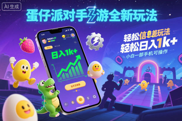 蛋仔派对手游全新玩法，轻松日入1k+，风口信息差玩法，当天见收益，小白一部手机可操作-来友网创