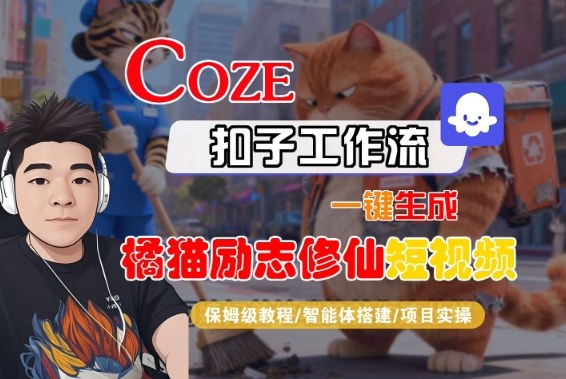 Coze扣子智能体工作流一键生成“橘猫励志修仙“短视频，全流程保姆级教学-来友网创