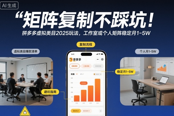 矩阵复制不踩坑！拼多多虚拟类目2025玩法，工作室或者个人矩阵稳定月1-5W【揭秘】-来友网创