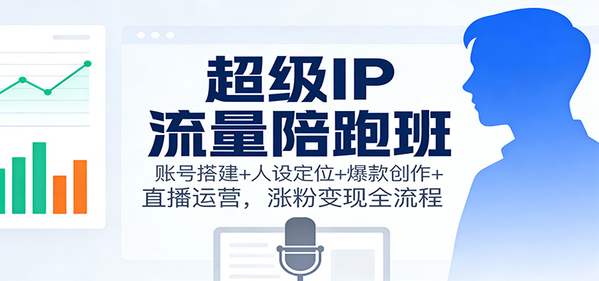 超级IP流量陪跑班：账号搭建+人设定位+爆款创作+直播运营，涨粉变现全流程-来友网创