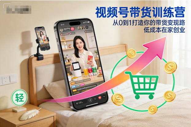 视频号带货训练营，从0到1打造你的带货变现路，低成本在家创业-来友网创