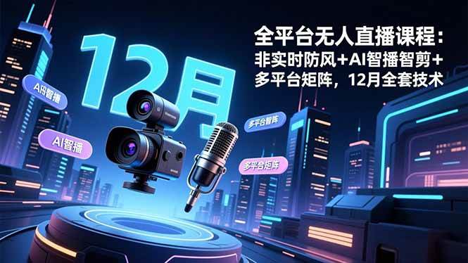 （16754期）全平台无人直播课程：非实时防风＋AI智播智剪＋多平台矩阵，12月全套技术-来友网创