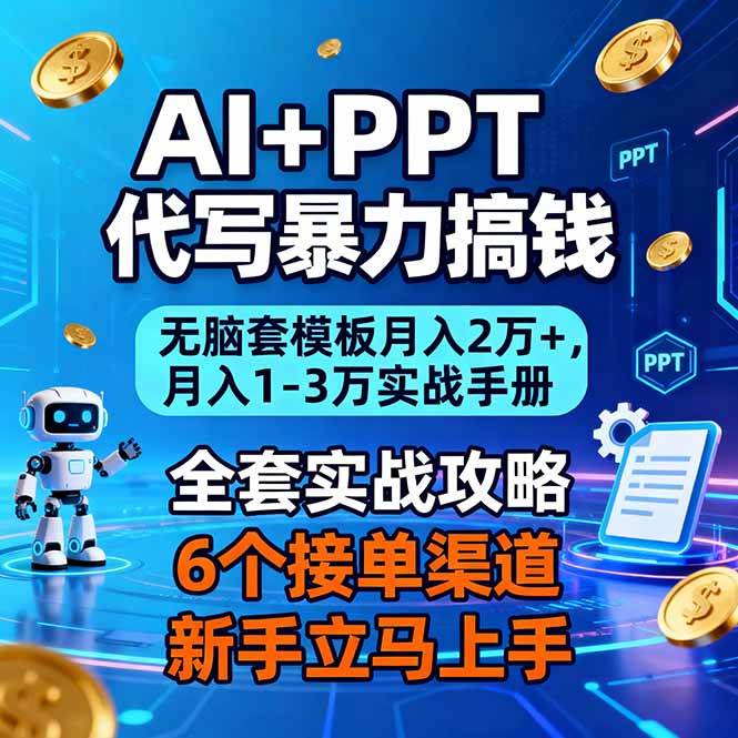 （16783期）AI+PPT代写暴力搞钱：无脑套模板月入2万+，月入1-3万实战手册-来友网创