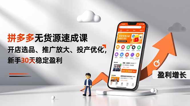 （16785期）拼多多无货源速成课，开店选品、推广放大、投产优化，新手30天稳定盈利-来友网创