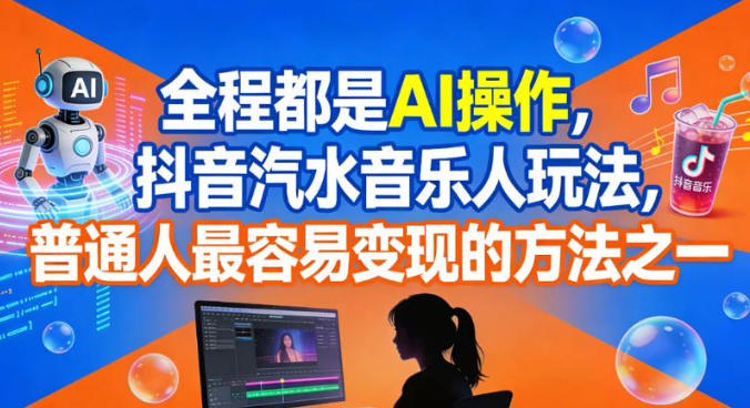 全程都是AI操作，抖音汽水音乐人玩法，普通人最容易变现的方法之一-来友网创