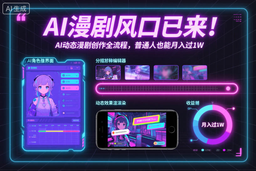AI漫剧风口已来！AI动态漫剧创作全流程，普通人也能月入过1W-来友网创