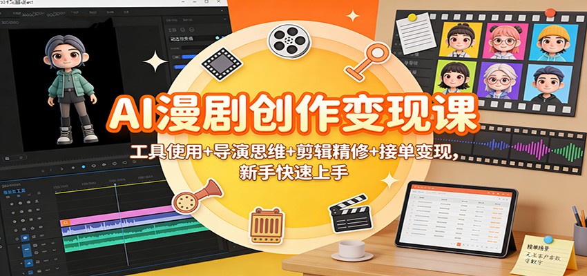 AI漫剧创作变现课：工具使用+导演思维+剪辑精修+接单变现，新手快速上手-来友网创