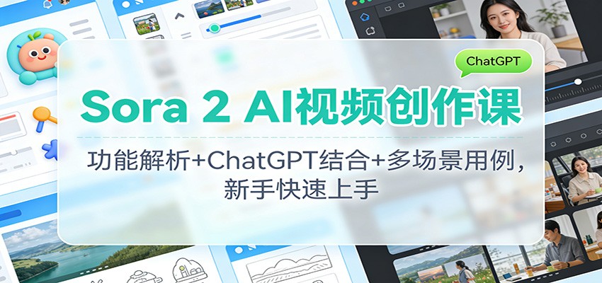Sora 2 AI视频创作课：功能解析+ChatGPT结合+多场景用例，新手快速上手-来友网创