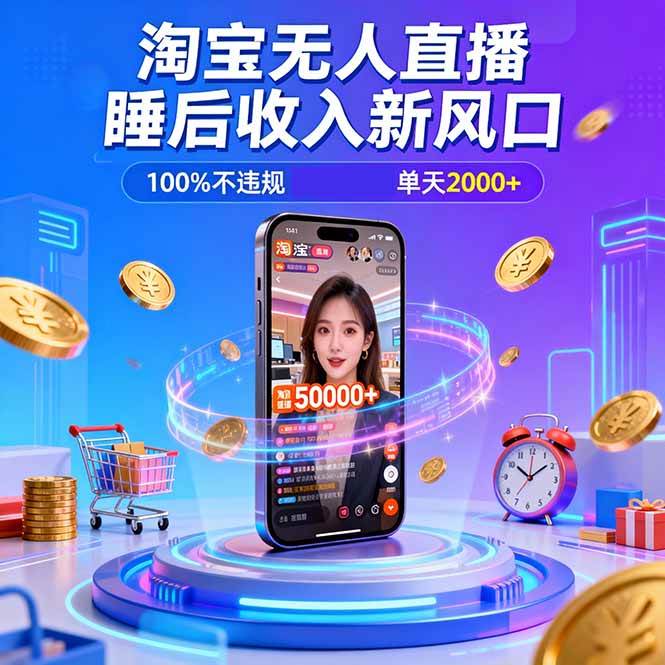 （16822期）淘宝无人直播，不违规不封号，直播100小时卖了5万，年底旺季！-来友网创