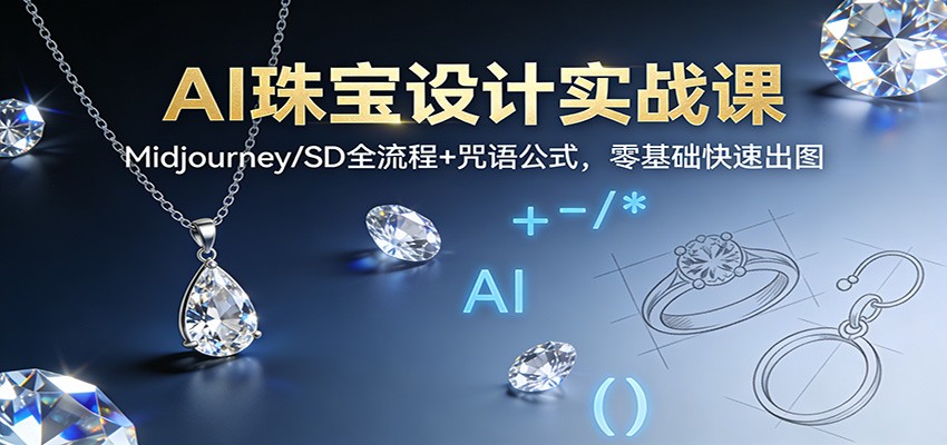 AI珠宝设计实战课：Midjourney/SD全流程+咒语公式，零基础快速出图-来友网创