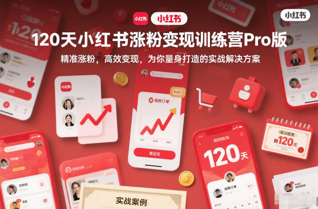 120天小红书涨粉变现训练营Pro版，​精准涨粉，高效变现​，为你量身打造的实战解决方案-来友网创