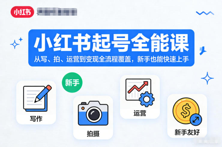 小红书起号全能课，从写、拍、运营到变现全流程覆盖，新手也能快速上手-来友网创