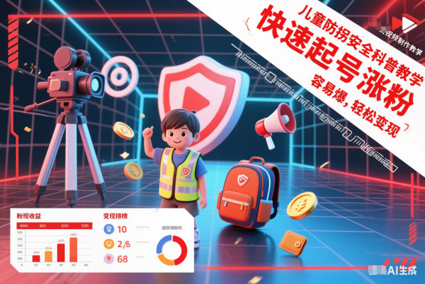 儿童防拐安全科普知识视频制作教学，快速起号涨粉，容易爆，轻松变现-来友网创