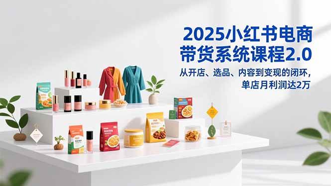 （16880期）2025小红书电商带货系统课程2.0，从开店、选品、内容到变现的闭环，单店月利润达2万-来友网创