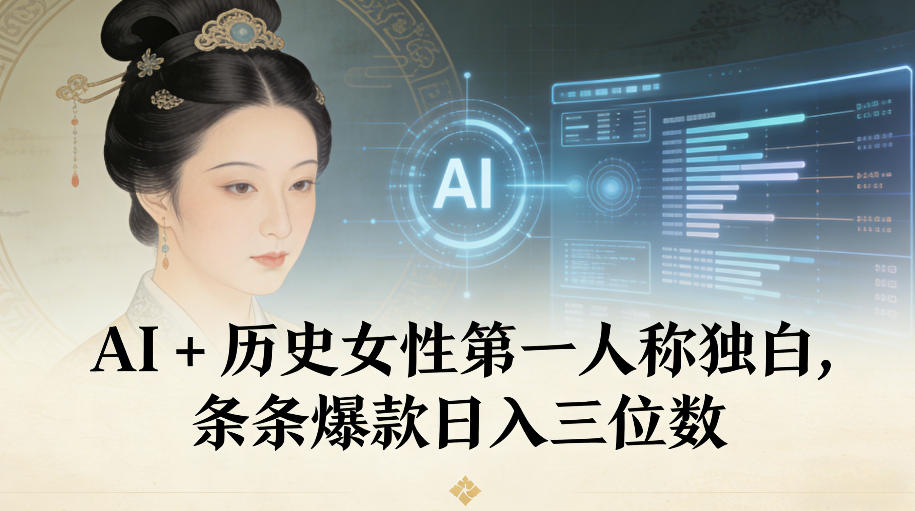 AI+历史女性第一人称独白，条条爆款日入三位数-来友网创
