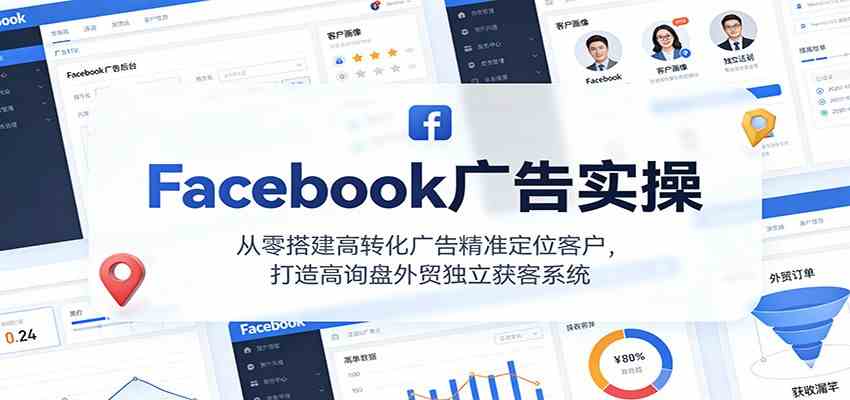 Facebook广告实操，从零搭建高转化广告精准定位客户，打造高询盘外贸独立获客系统-来友网创