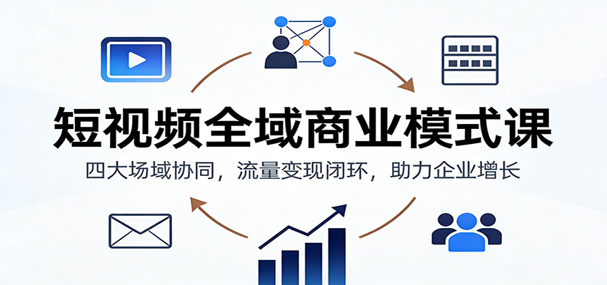 短视频全域商业模式课：四大场域协同，流量变现闭环，助力企业增长-来友网创