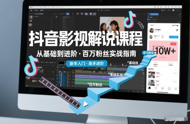 抖音百万粉丝影视解说课程，基础到进阶课，适合新手和进阶学习-来友网创