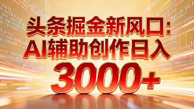 （16923期）头条掘金新风口：AI辅助创作日入3000+，矩阵玩法当天启动隔天见效-来友网创