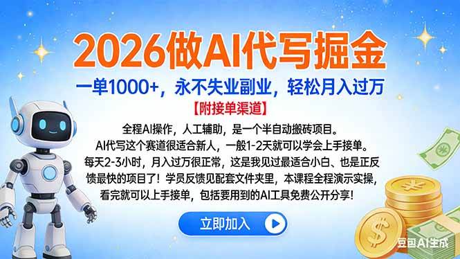 （16924期）2026做AI代写掘金，一单1000+，永不失业副业，轻松月入过万-来友网创