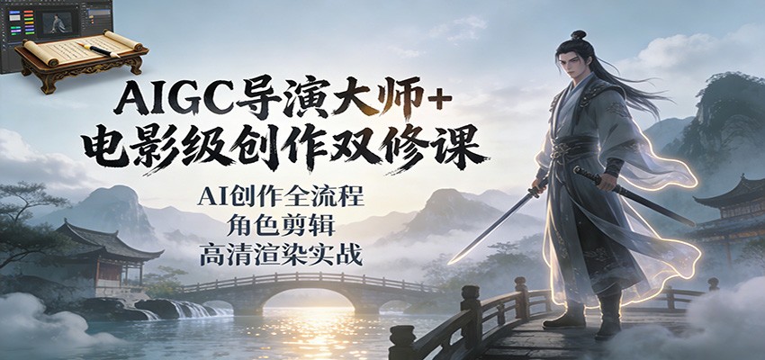 AIGC导演大师+电影级创作双修课：AI创作全流程、角色剪辑、高清渲染实战-来友网创
