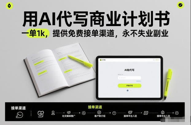 用AI代写商业计划书，一单1k，提供免费接单渠道，永不失业副业-来友网创