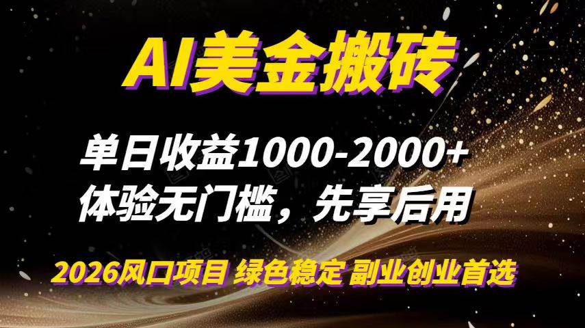 （16972期）AI美金搬砖，单日收益1000-2000+，2025风口项目，可以副业，可以全职，可以工作室放大-来友网创