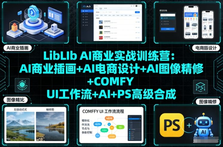 LibLIb AI商业实战训练营：AI商业插画+AI电商设计+AI图像精修+COMFY UI工作流+AI+PS高级合成-来友网创