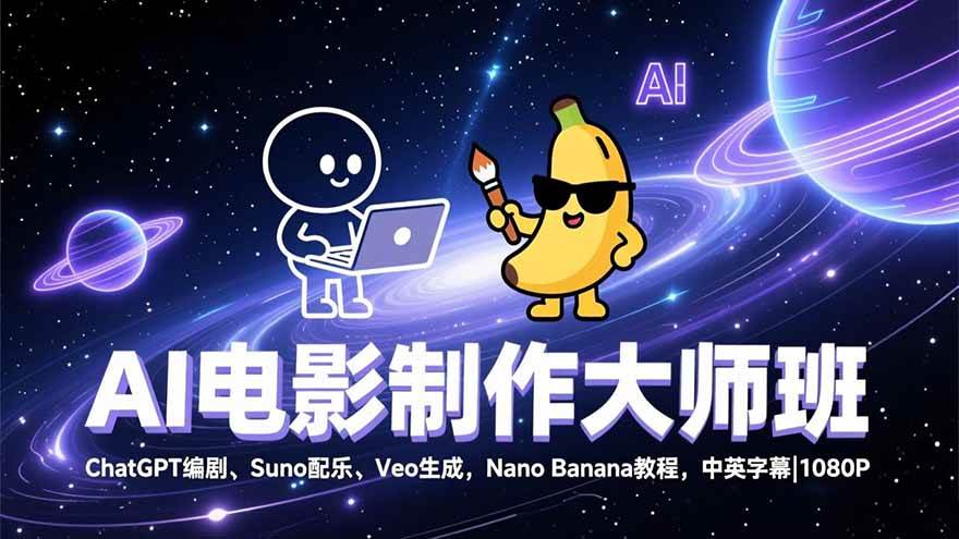 （17011期）AI电影制作大师班：ChatGPT编剧、Suno配乐、Veo生成，Nano Banana教程，中英字幕|1080P-来友网创